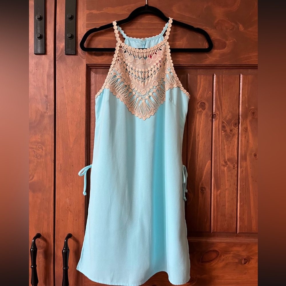 Lily Pulitzer Turquoise and Gold Pearl Romper, Size 4